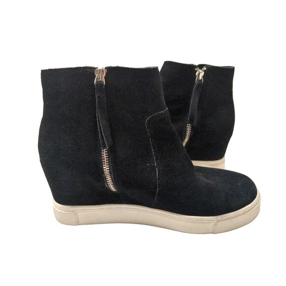 Steve Madden Hidden Wedge Sneaker Bootie Womens 8.5 Ankle Boot Black Suede Saidi - Picture 6 of 9